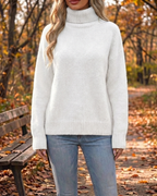 Cozy Chic Ribbed Turtleneck Knit Pullover