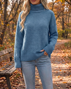 Cozy Chic Ribbed Turtleneck Knit Pullover