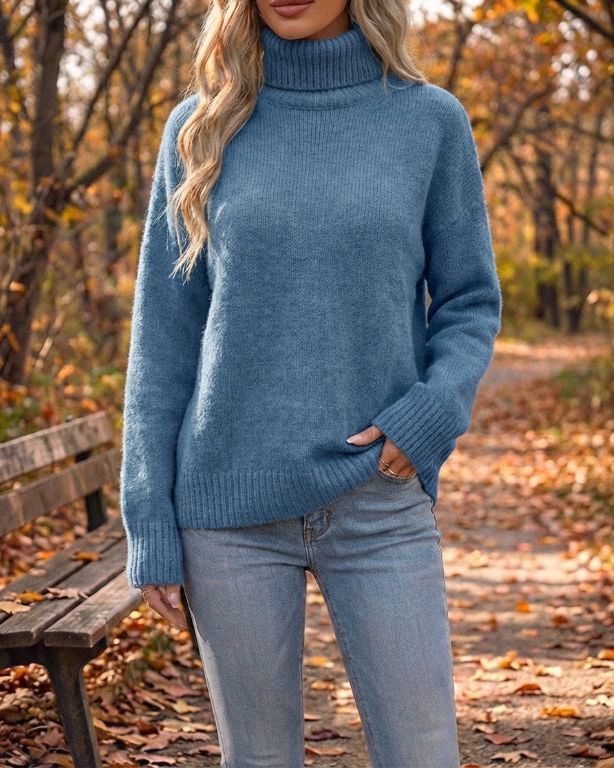 Cozy Chic Ribbed Turtleneck Knit Pullover