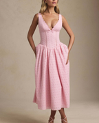 Romantic Eyelet Lace Corset Midi Dress