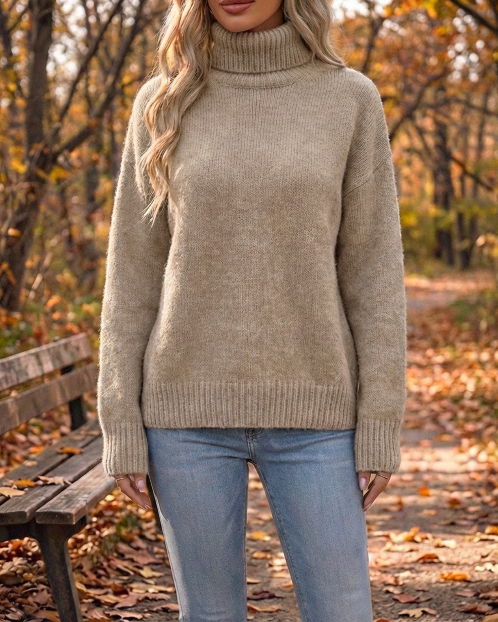 Cozy Chic Ribbed Turtleneck Knit Pullover