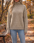 Cozy Chic Ribbed Turtleneck Knit Pullover