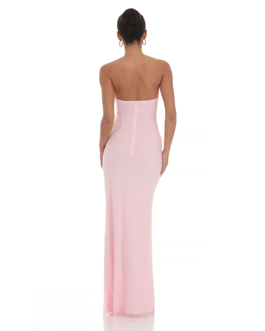 Strapless Cut-Out Ruffle Detail Maxi Dress