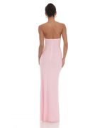 Strapless Cut-Out Ruffle Detail Maxi Dress