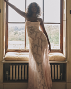 Romantic Floral Devoré Corset-Back Maxi Dress