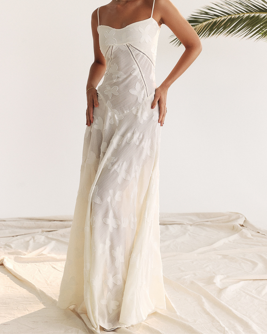 Romantic Floral Devoré Corset-Back Maxi Dress