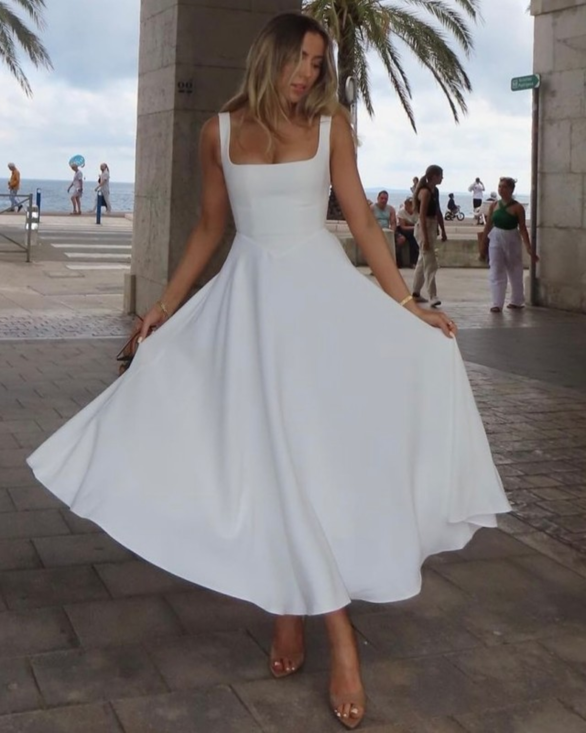 Timeless Square Neck A-Line Ankle-Length Dress