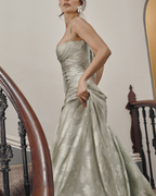 Romantic Floral Devoré Corset-Back Maxi Dress