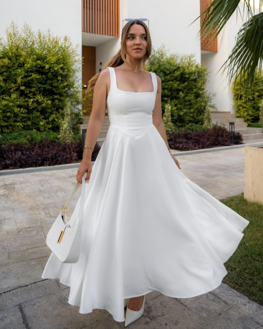 Timeless Square Neck A-Line Ankle-Length Dress