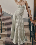 Romantic Floral Devoré Corset-Back Maxi Dress