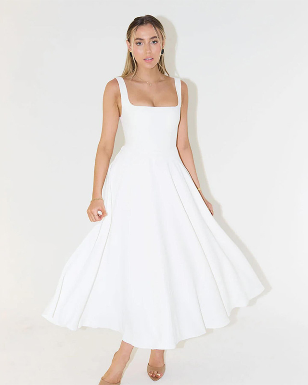 Timeless Square Neck A-Line Ankle-Length Dress