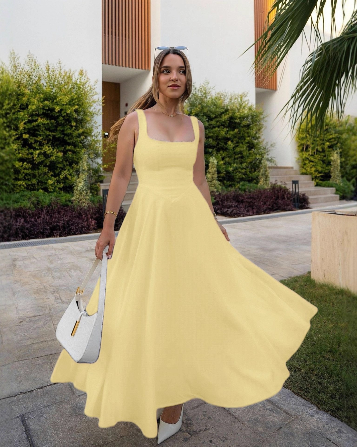 Timeless Square Neck A-Line Ankle-Length Dress