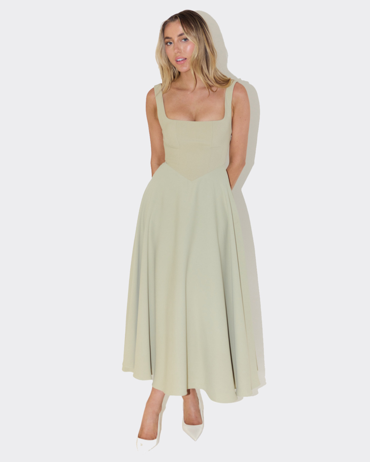 Timeless Square Neck A-Line Ankle-Length Dress