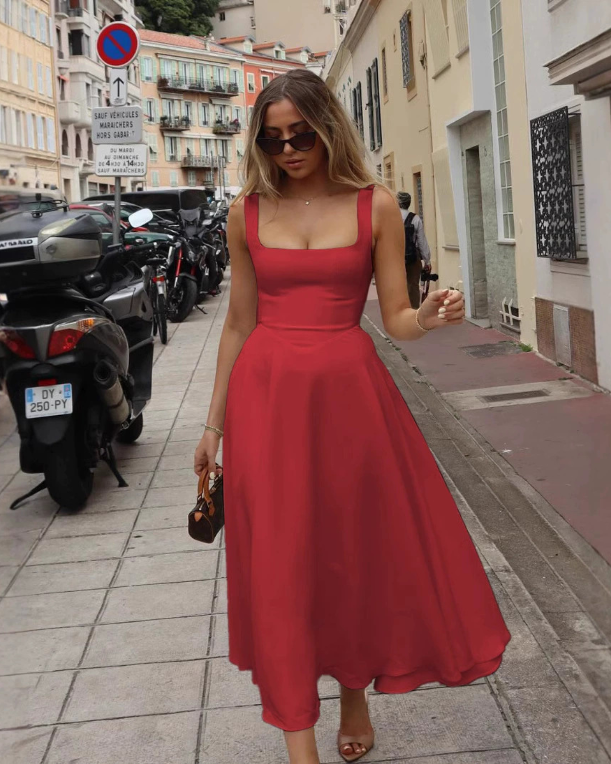 Timeless Square Neck A-Line Ankle-Length Dress