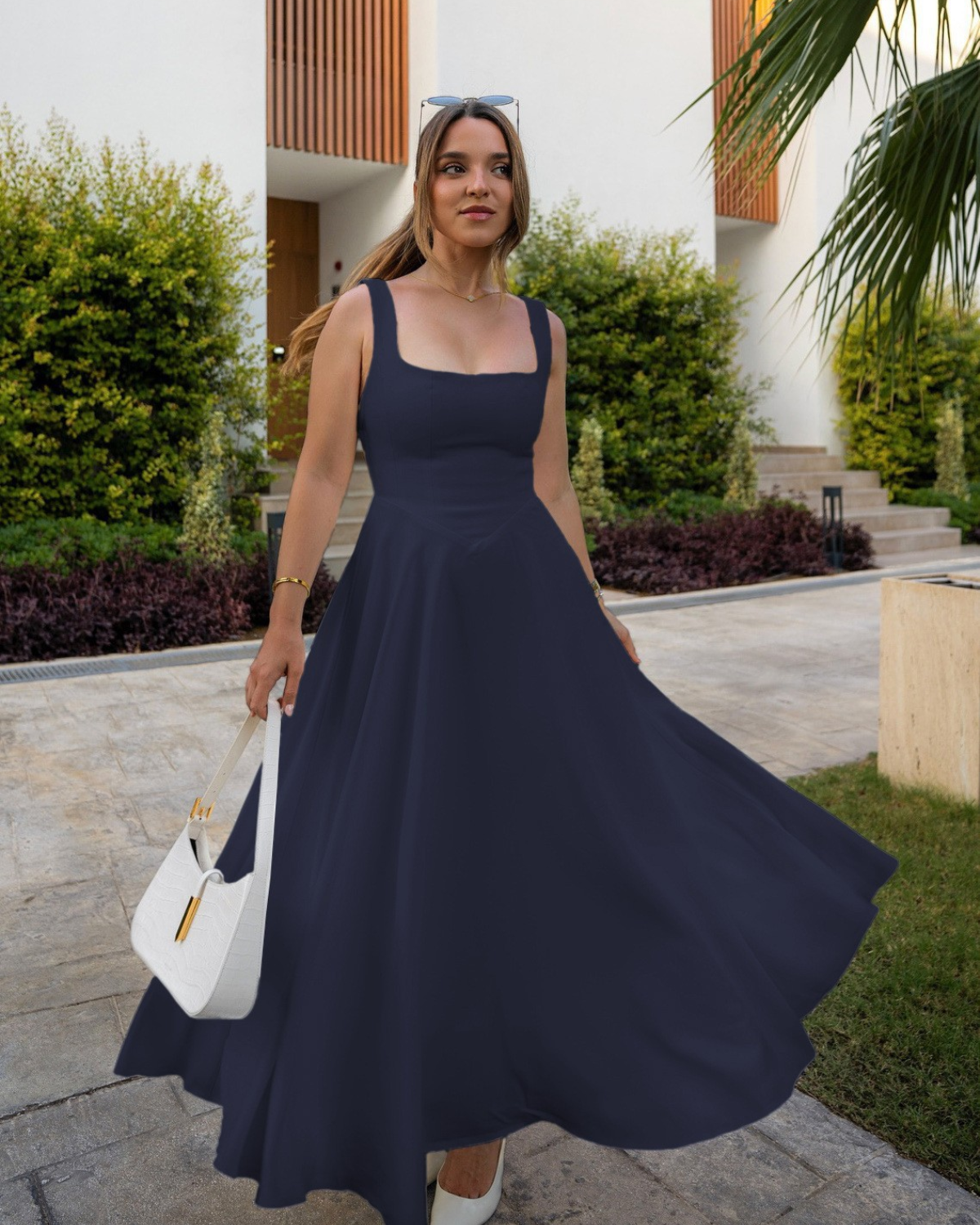 Timeless Square Neck A-Line Ankle-Length Dress