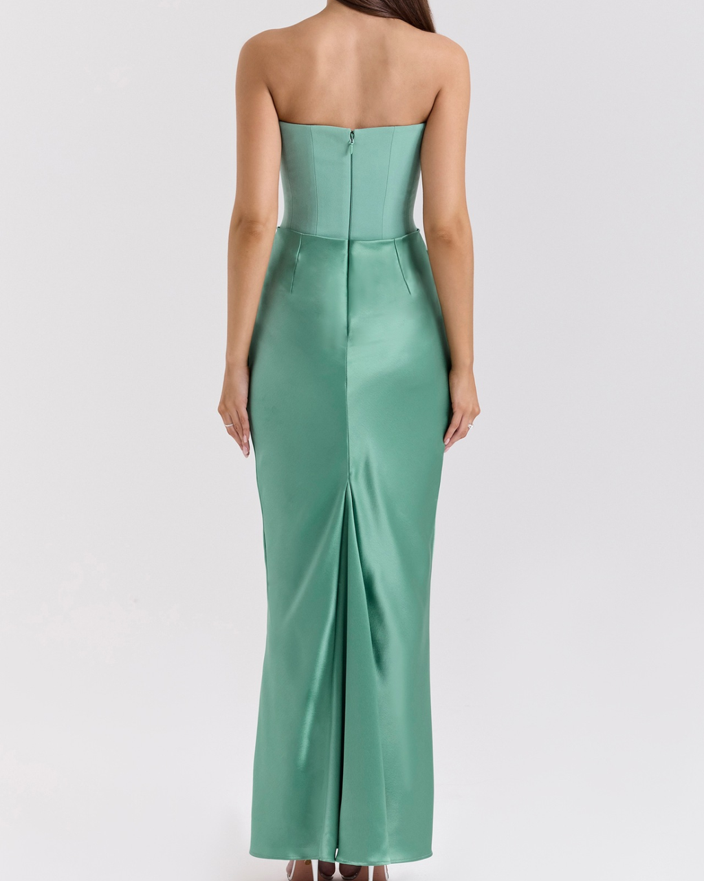 Elegant Satin Corset Draped Maxi Dress