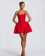 Ruby Red Sculpted Fit & Flare Mini Dress