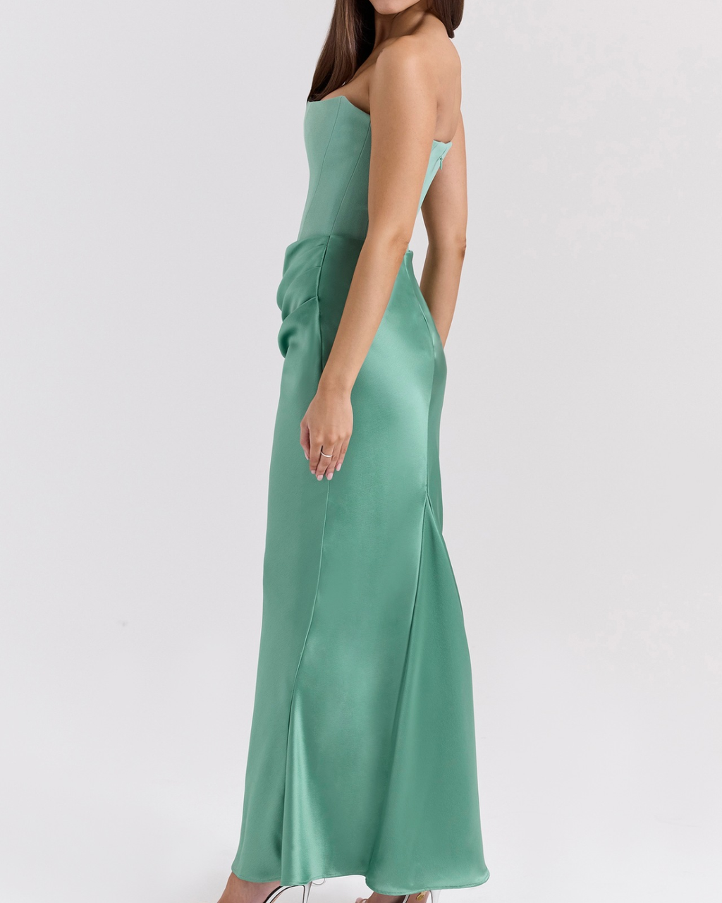 Elegant Satin Corset Draped Maxi Dress