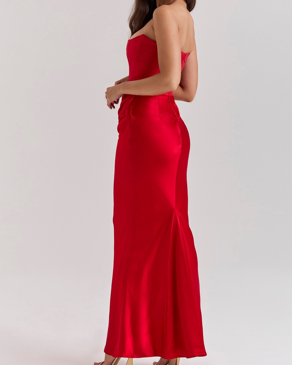 Elegant Satin Corset Draped Maxi Dress