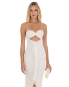 Strapless Cut-Out Ruffle Detail Maxi Dress