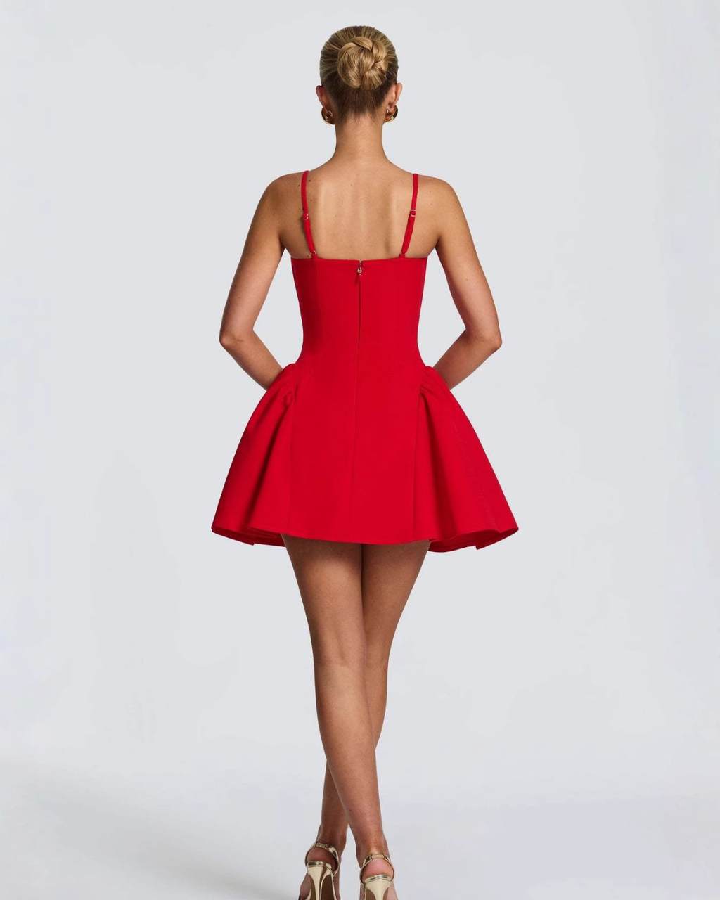 Ruby Red Sculpted Fit & Flare Mini Dress