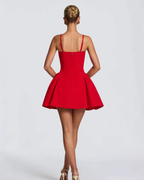Ruby Red Sculpted Fit & Flare Mini Dress