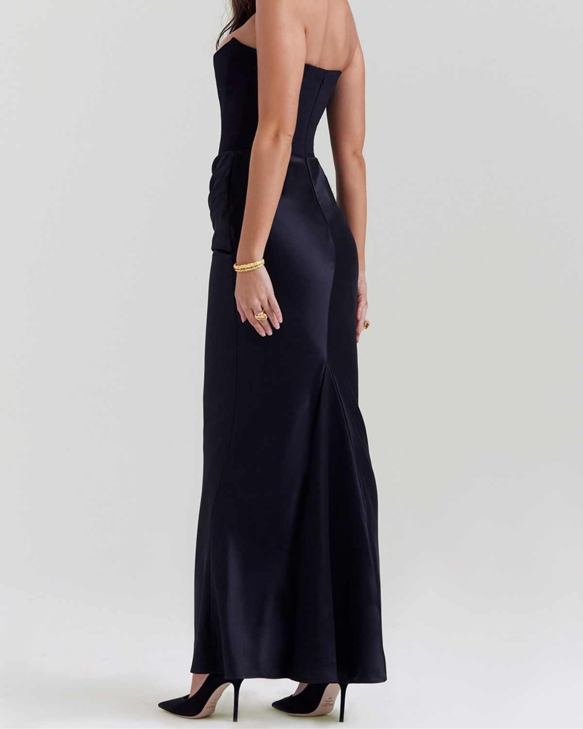 Elegant Satin Corset Draped Maxi Dress