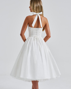 Halter Neck Corset Midi Dress with Tulle Underlay