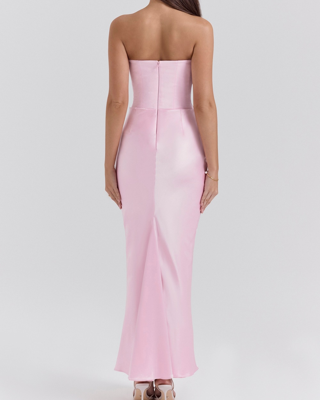 Elegant Satin Corset Draped Maxi Dress