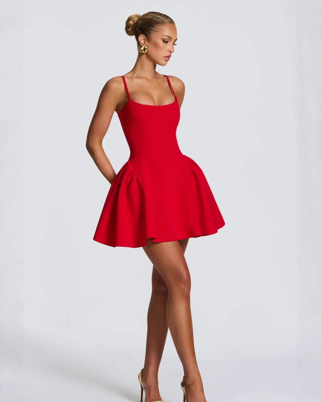 Ruby Red Sculpted Fit & Flare Mini Dress