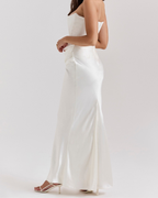 Elegant Satin Corset Draped Maxi Dress