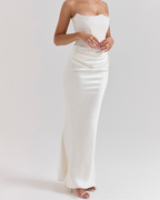 Elegant Satin Corset Draped Maxi Dress