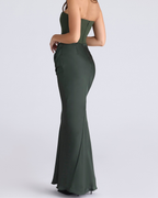 Elegant Satin Corset Draped Maxi Dress