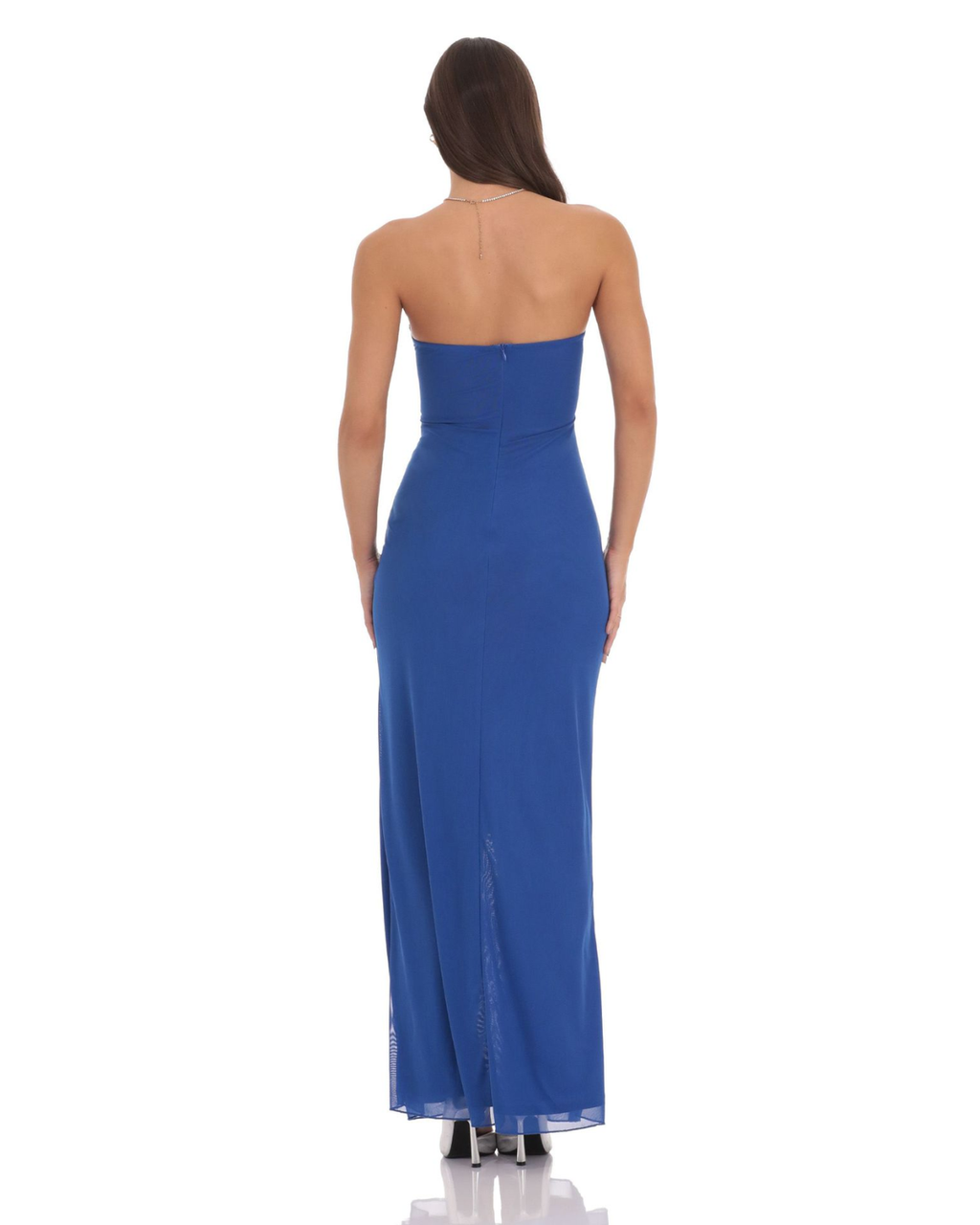Strapless Cut-Out Ruffle Detail Maxi Dress