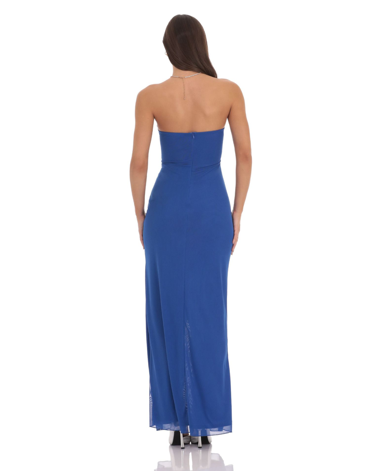 Strapless Cut-Out Ruffle Detail Maxi Dress