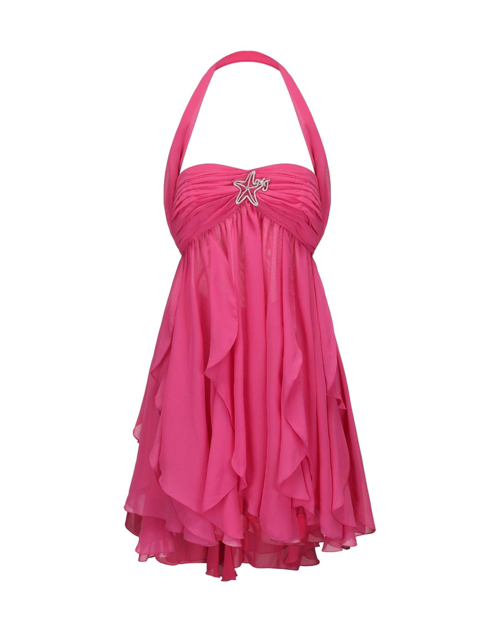 Romantic Floral Ruffle Chiffon Starfish Mini Dress