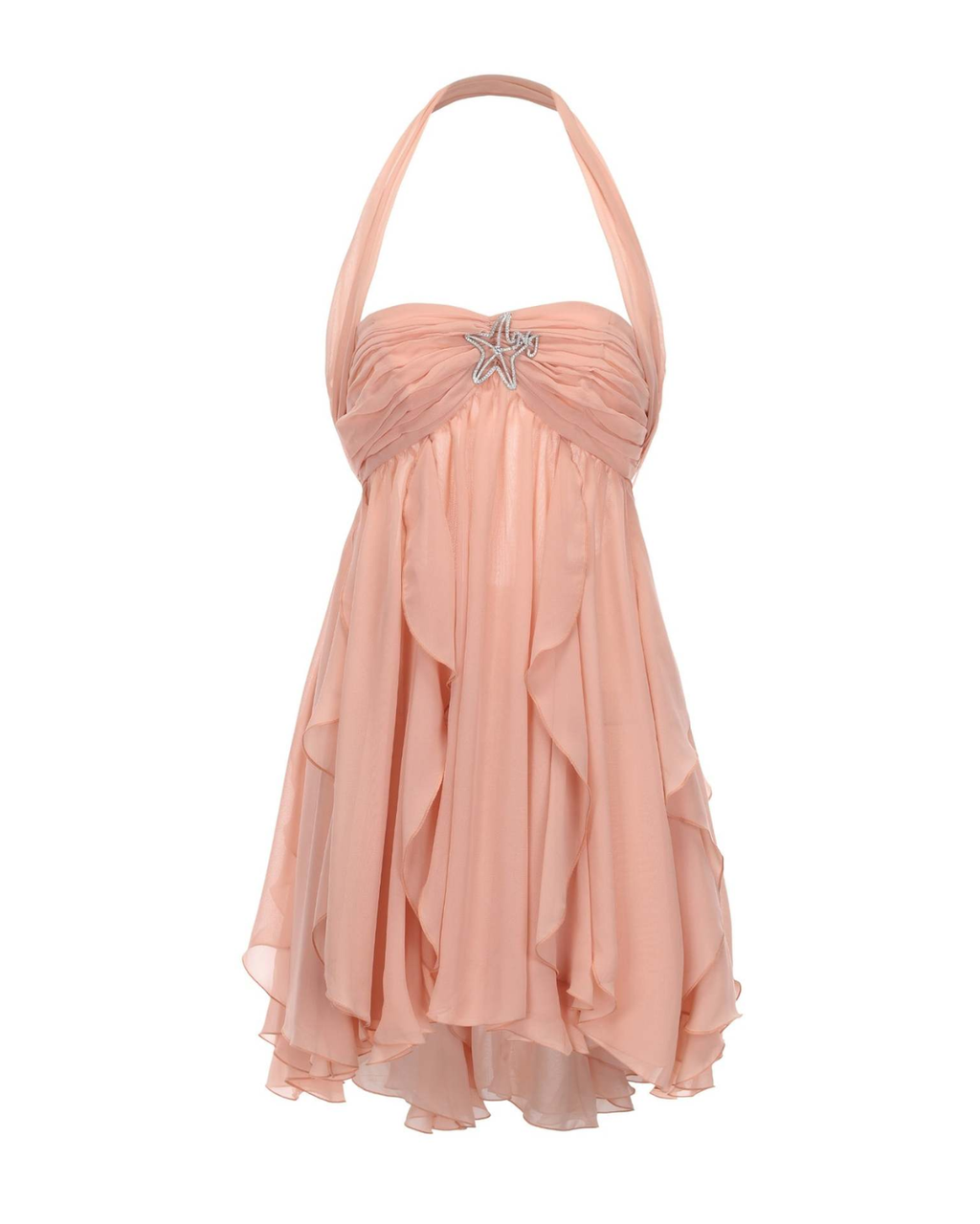 Romantic Floral Ruffle Chiffon Starfish Mini Dress