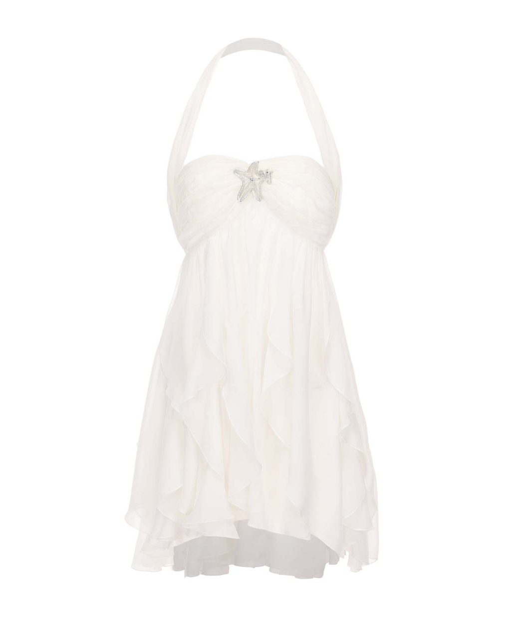 Romantic Floral Ruffle Chiffon Starfish Mini Dress