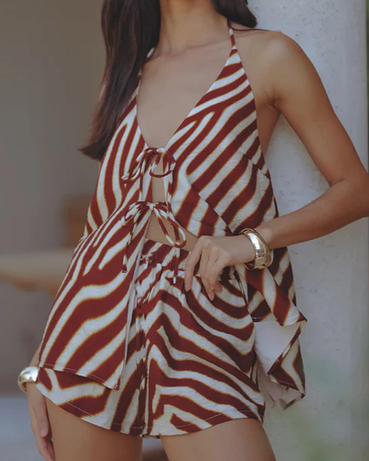 Resort-Ready Tie-Front Halter Co-ord Set