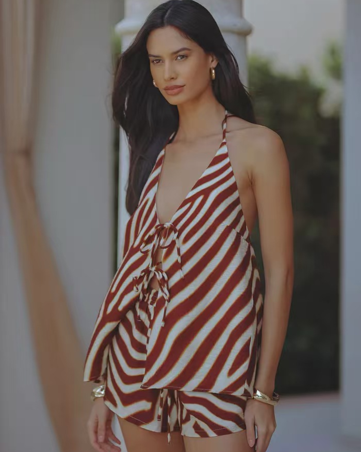 Resort-Ready Tie-Front Halter Co-ord Set