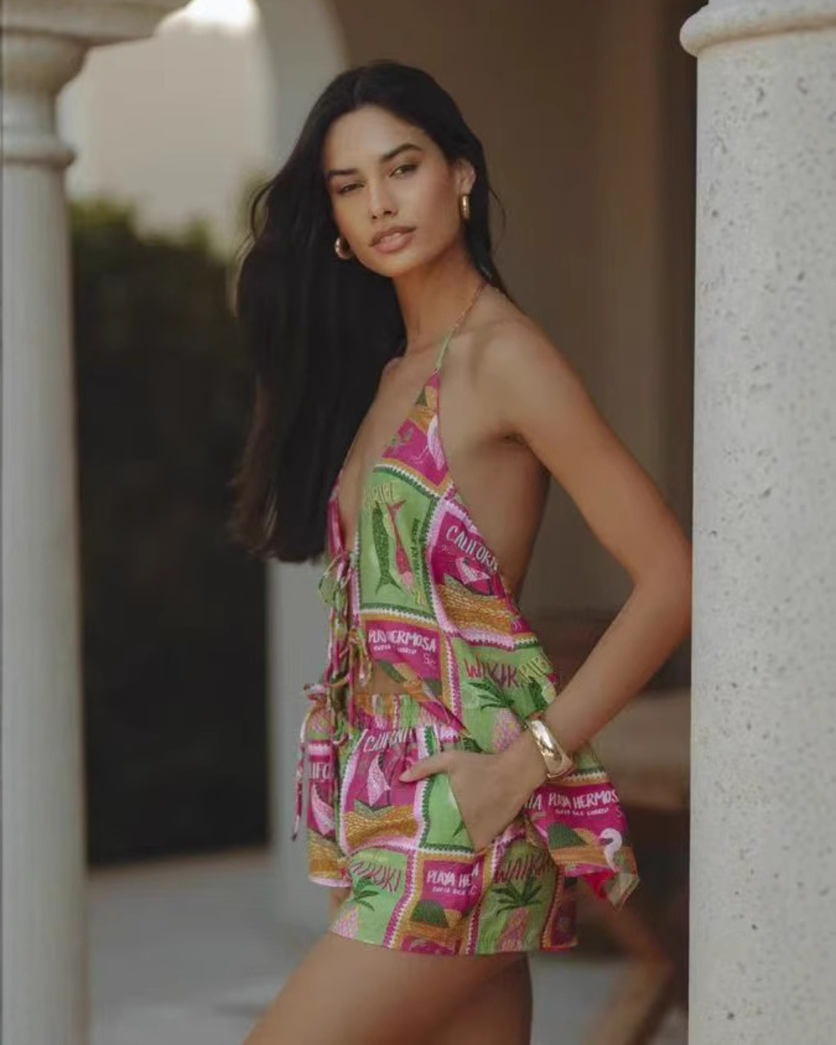 Resort-Ready Tie-Front Halter Co-ord Set