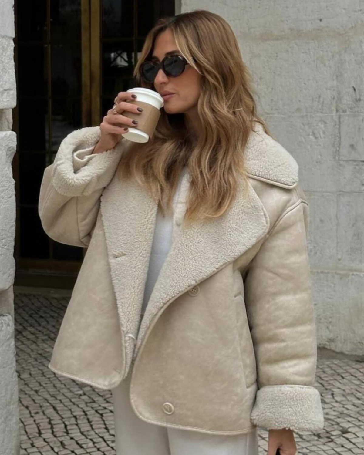 Luxe Faux Suede Sherpa-Lined Aviator Jacket