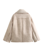 Luxe Faux Suede Sherpa-Lined Aviator Jacket