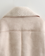 Luxe Faux Suede Sherpa-Lined Aviator Jacket