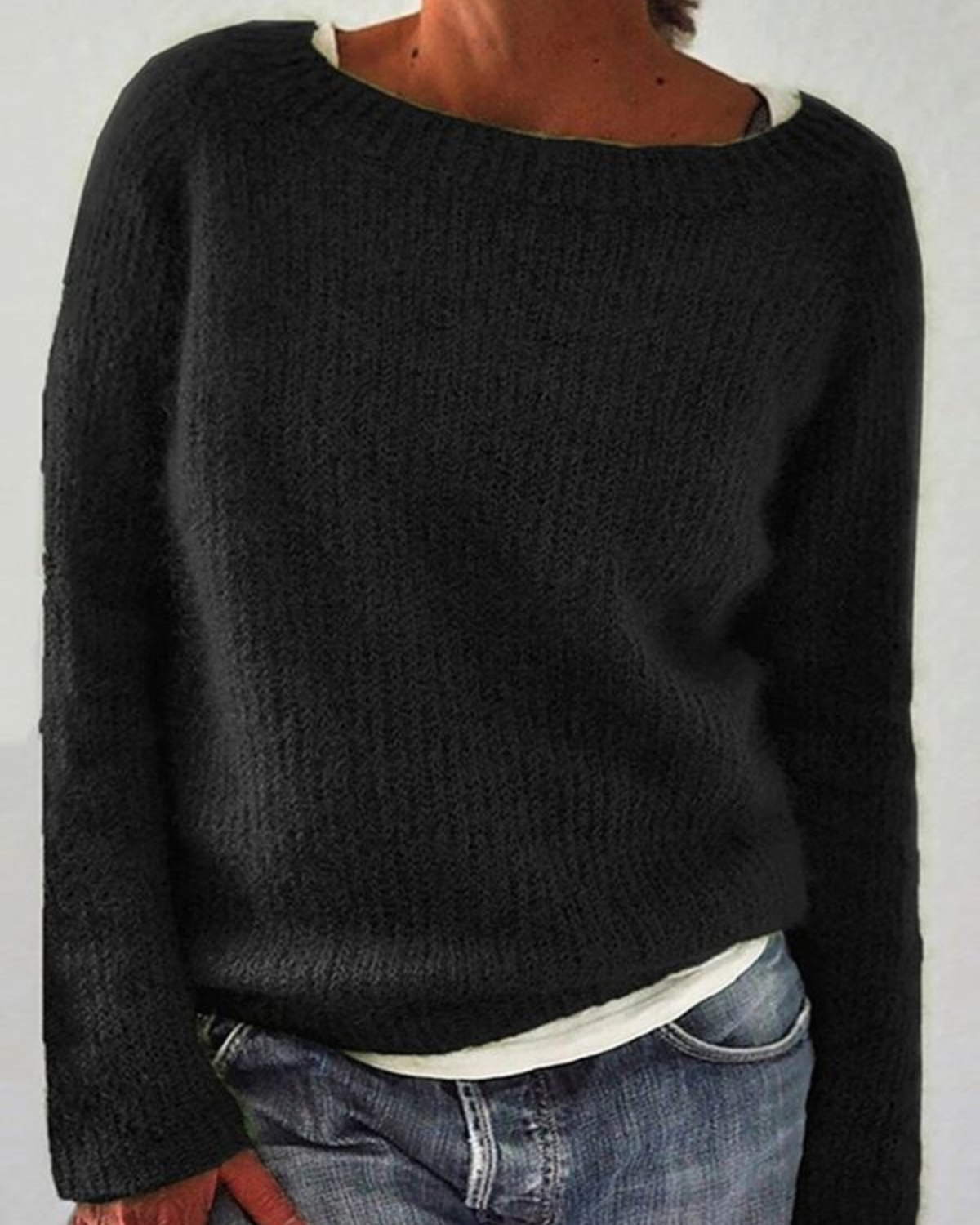 Soft-Touch Textured Knit Relaxed Pullover