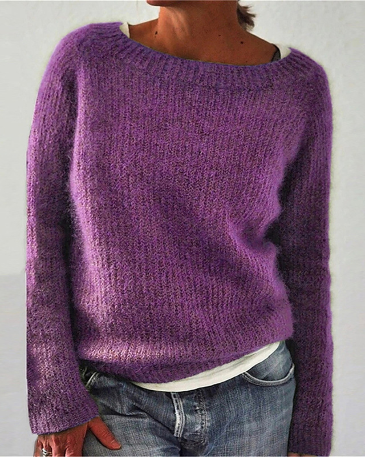 Soft-Touch Textured Knit Relaxed Pullover