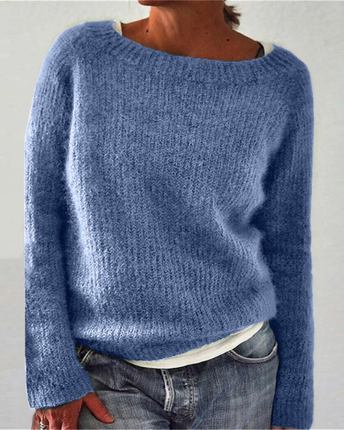 Soft-Touch Textured Knit Relaxed Pullover