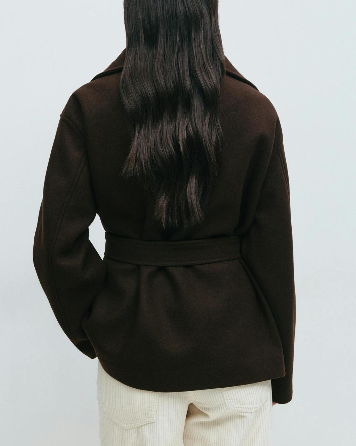 Asymmetric Stand-Collar Wool-Look Wrap Coat