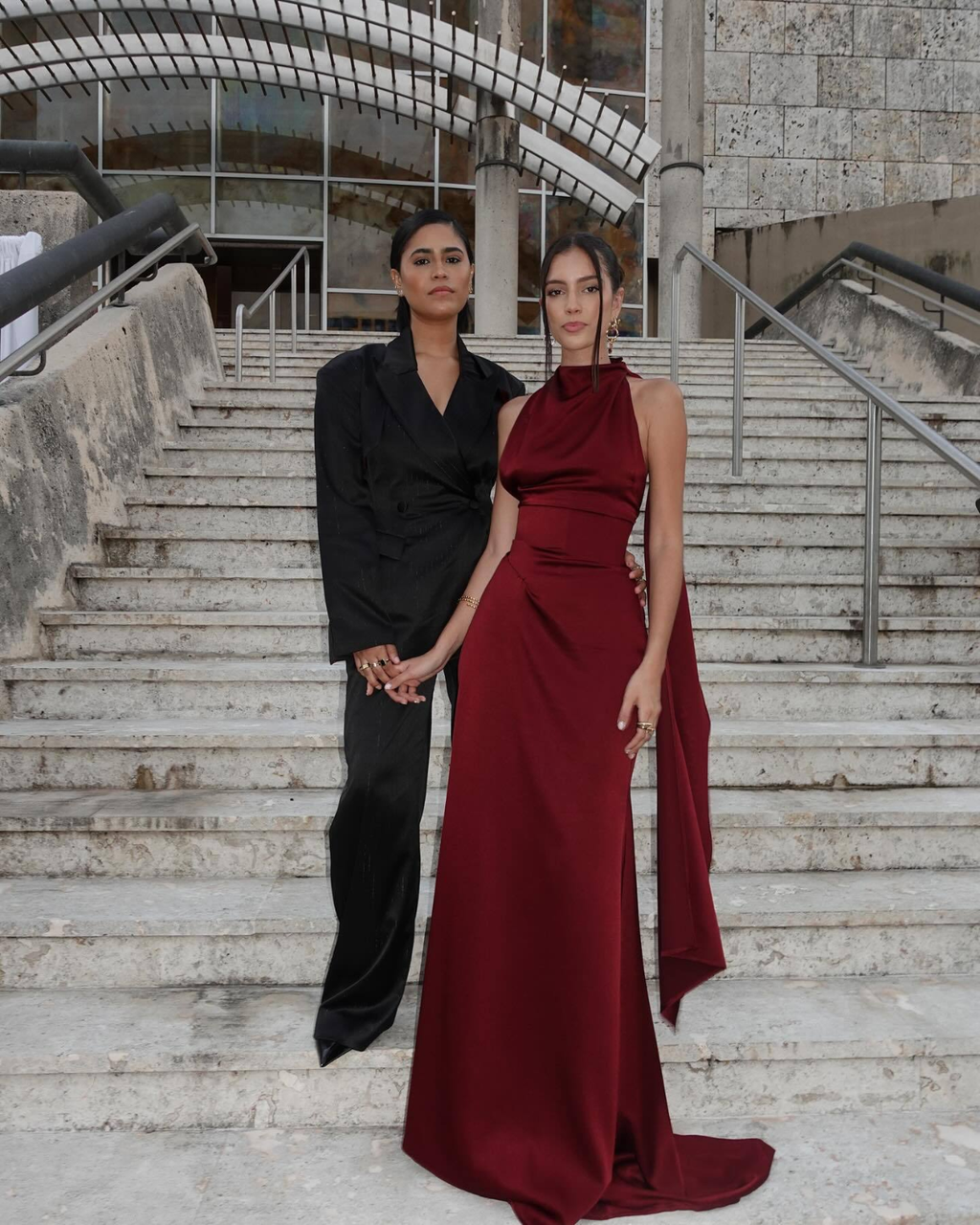 Burgundy Satin High-Neck Scarf Detail Maxi Dress