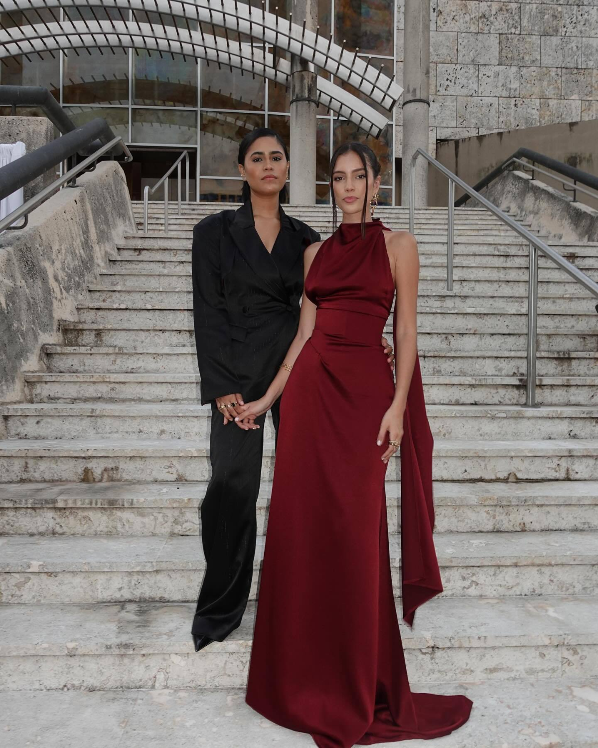 Burgundy Satin High-Neck Scarf Detail Maxi Dress